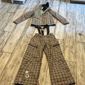 Burton Plaid Ski & Snow Jacket and Pants Set - Brown and White